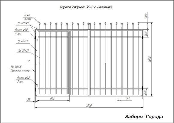 Ворота сварные ЗГ-2_0 с калиткой