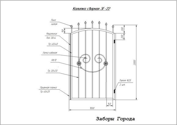 Калитка своими руками чертежи Калитка сварная ЗГ-22