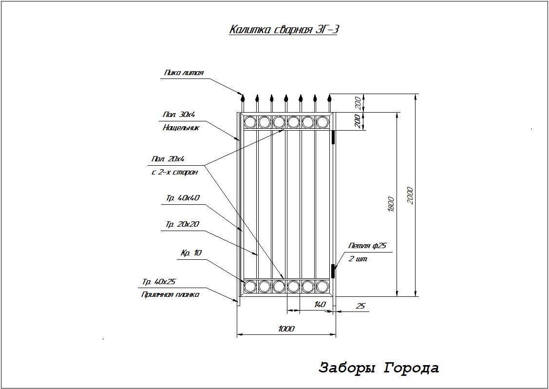 Чертеж калитки